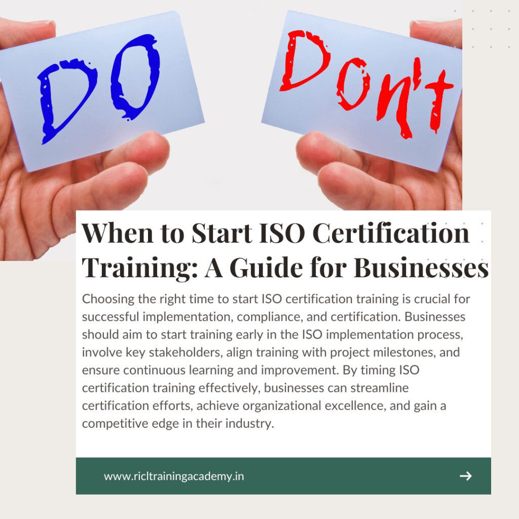 When to Start ISO Certification Training A Guide for Businesses RTA RICLTrainingAcademy RR RICL Training Academy RICL Training Academy Start ISO Certification Training A Guide for Businesses RTA RICLTrainingAcademy RR