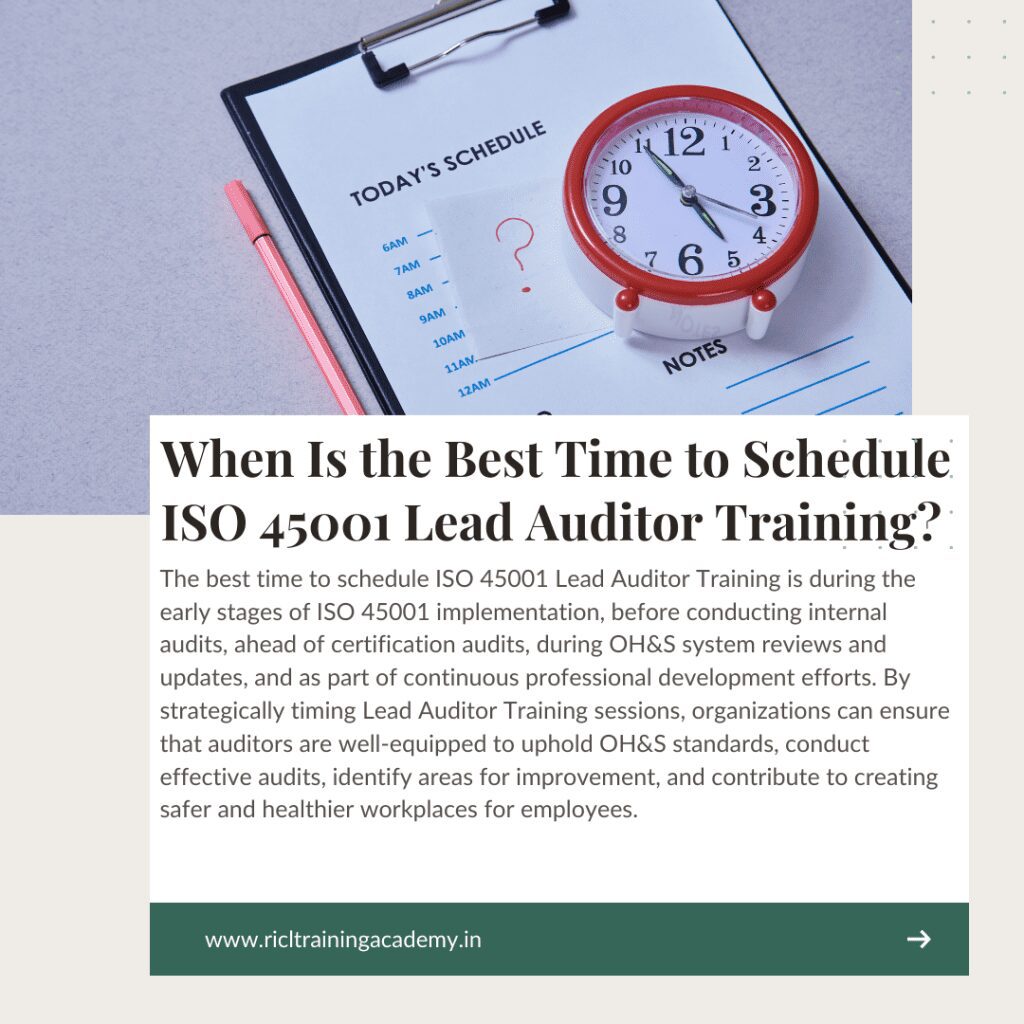 the best time to schedule ISO Lead Auditor training RTA RICLTrainingAcademy RR